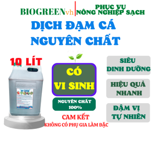 Phân bón đạm cá hữu cơ BIOGREEN 10L cung cấp dinh dưỡng cho cây sen đá cây cảnh lá hoa lan dâu tây rau sạch sân vườn hiệu quả cao