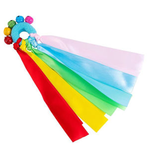 Kids Elastic Wrist Ribbon Dance Performance Props with Colorful Bells for Preschool Sports Day Party Accessories