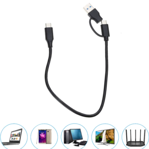 สาย USB ต่อ USB C 2 In 1 USB3.0 USB A/c To C สายชาร์จ USB อย่างรวดเร็ว Type C To Type C To Type C 10Gbps การซิงค์ข้อมูล