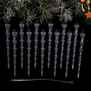 BAGUO 12Pcs Realistic Acrylic Icicle Christmas Ornaments Fake Icicle Shatterproof Christmas Tree Icicle Decorations Lightweight Transparent Xmas Colored Icicle Decor Christmas Gift
