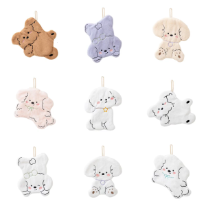 Quick Drying Corals Fleece Hand Towel with Cute Cartoon Dog Shape Cleaning Cloth Perfect for Kitchen Bathroom Cleaning