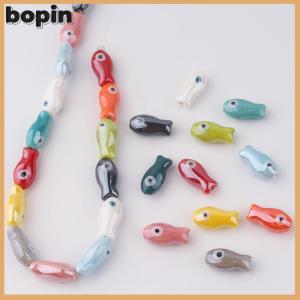 Bopin 10pcs retro cá nhỏ hạt Charms gốm Spacer lỏng Hạt đối với trang sức làm thủ công handmade DIY Vòng đeo tay phụ kiện