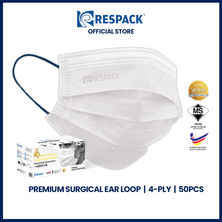 RESPACK 4-Ply Premium Surgical Face Mask (Pearl White) | Lazada