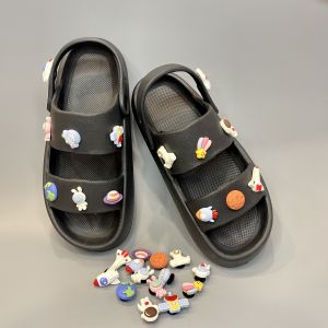 Dép quai hậu nữ sandal nữ đế cao 3cm tặng kèm 14 sticker phi hành gia màu trắng đen hồng QN-13- MayTo