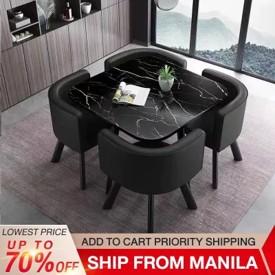 SAINTVILLA Compact 80cm Round Dining Set with 4 Stools - Space-Saving Table Perfect for Small Apartments Kitchen Breakfast Nook