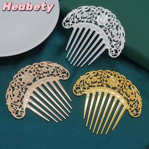 Heabety Chinese Hairpin Retro Hair Comb Hanfu Dish Hairpin Hair Ornament Hollow Carved Hair Comb Exquisite Hair Accessories Gifts