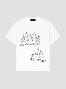 RENIM PROJECT The Nomadic Soul เสื้อยืดแขนสั้นคอกลม สีขาว  ผ้า Cotton 100% Casual Style สำหรับผู้ชาย