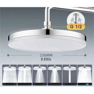 หัวฝักบัวอาบน้ำ (แบบเดี่ยวสำหรับบ้าน)–ทรงกลม ขนาด 23 ซม. มี 6 โหมดสเปรย์ แรงดันสูง 360 องศาในการปรับความเร็ว (ชุดอาบน้ำ)