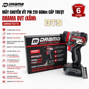 Máy chuyên vít pin DRAMA 21V DRMXTDVT Lực siết 60N.m có búa 23 cấp trượt Động cơ không chổi than