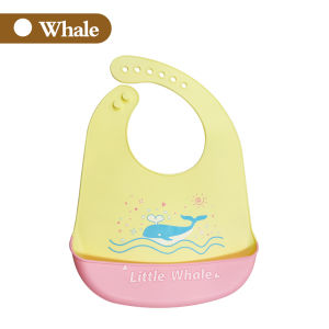 LAKOE Celemek Makan Bayi Silikon Baby Kartun Bibs Silicone Slaber Bayi Waterproof BPA Free