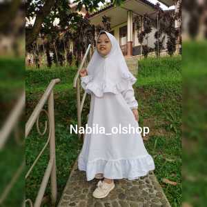Gamis Putih Anak  Perempuan Set Jilbab