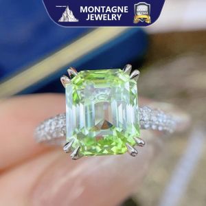 Montagne Jewelry Natural 6.26 Carat Afghan Tourmaline Ring Diamond Inset Fine Jewellery 18k Pure White Gold Ring