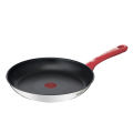 Tefal Edition Red Stainless Steel Induction Nonstick Frying Pan (20cm, 24cm, 26cm 28cm, 30cm) Dishwasher Oven Safe No PFOA THERMO-SIGNAL Heat Indicator Silver. 