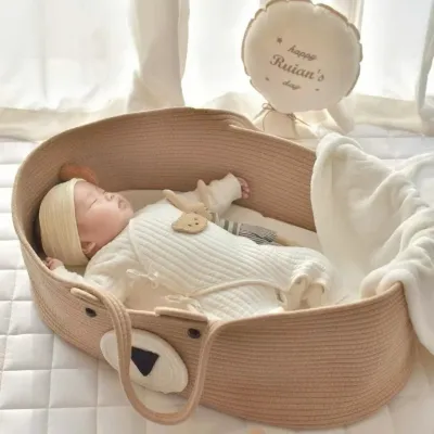 Nôi Ngủ Cho Trẻ Sơ Sinh l Giỏ Ngủ Tự Động Đựng Đồ Đa Năng Không Gian Rộng Vải Mềm Giúp Bé Ngủ Sâu Tiện Lợi Cho Mẹ. Tặng Bình Nước chống sặc