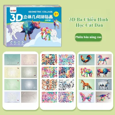 JACIRCLE Sticker dán nổi 3D xếp hình hình học đồ chơi giáo dục sớm phát triển tư duy tranh dán DIY trang trí phòng cho bé