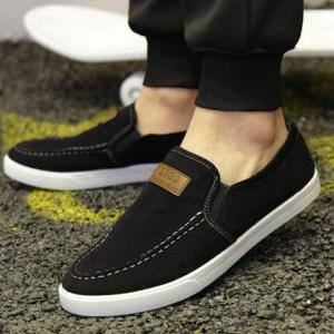 Kasut Kanvas Musim Luruh Lelaki Kasut Kasut Bernafas Kasual Flat Slip Pada Loafers Moccasins Kasut Lelaki Dewasa Denim