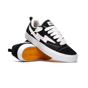 Sepatu Sneaker Casual Warna Hitam Putih dengan Sol Anti Jebol - Tampilan Vintage & Nyaman