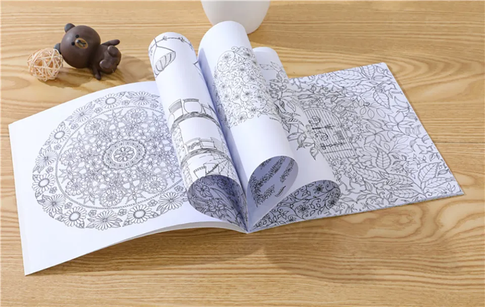 1 Pcs New 24 Pages Mandalas Flower Coloring Book For Children Adult Relieve  Stress Kill Time Graffiti Painting Drawing Art Book