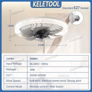 20" Smart Ceiling Fan Light Flush Mount 6 Speed 3CCT Dimmable App Remote Control with Memory Function