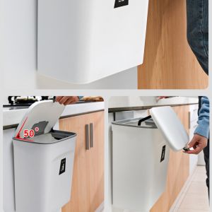 7L/9L Kitchen Wall-mounted Household Cabinet Door Bathroom Hanging Classification Sliding Cover Creative Trash Can