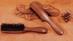 STYLEMATE Hair Brush for Men Mens Nylon Stiff Bristles Hard Firm Hair Brush for Thick Hair Slick Back Natural Black Walnut Wooden Handle for Smoothing Detangling Styling