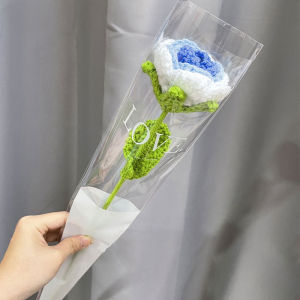 Finished Knitting Flower Rose Tulips Wedding Bridal Artificial Flower Bouquet Valentines Day Gift