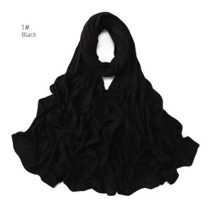 Jifang Plain Soft Cotton Jersey Geometry Jacquard Large Long Pashmina Shawl Scarf Muslim Hijabs Shawls SL264