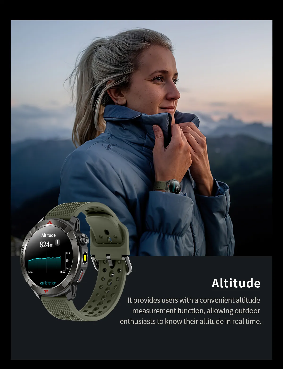 Aolon Navi R4 GPS สมาร์ทวอทช์ ตำแหน่งความถี่คู่หกดาวเทียม รับรู้การเคลื่อนไหวโดยอัตโนมัติ ระดับความสูง นาฬิกาสุขภาพ