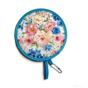 MIRELAE Lightweight Round Foldable Fan with Storage Bags 8 Styles Hand Fans Folding Hand Fans for Festival Wedding