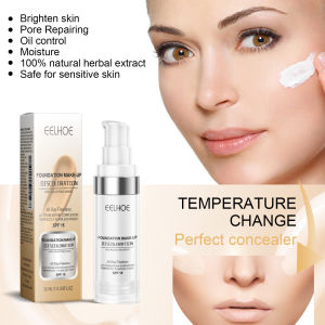 EELHOE Liquid Foundation Color Changing Brighten Skin Tone Concealer Moisturizing Waterproof High Coverage Base Makeup Cosmetics Long Lasting Concealer Liquid Foundation Warming Skin Color Liquid Foundation Light and Transparent Moisturizing Cream