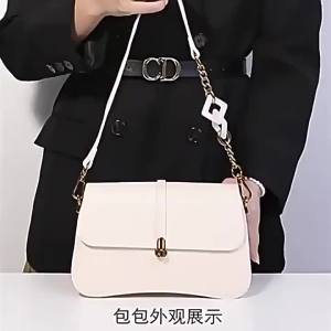 Luxury top-grain leather flap crossbody bag for women niche design high-end elegant chain small square bag fashionable and versatile suitable for daily commuting #7973
