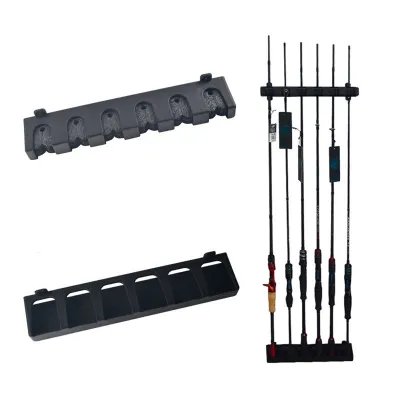 Wall Mounted Fishing Rod Holder Rod Stand Protective Holds up to Rods Fishing Pole Holder Fishing Rod Rack for Bars Garage Black Horizontal