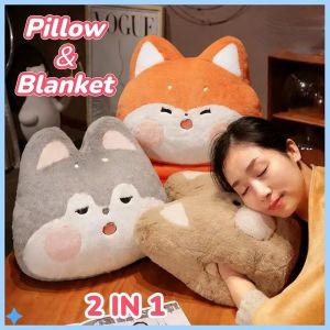 2-in-1 Pillow Blanket Cartoon Plush Pillow Nap Pillow for Office Home Decoration Sofa Pillow
