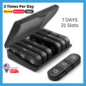 READY STOCK Bekas Ubat Pill Box Organizer 3 Times a Day Portable Travel Weekly Pil Box 7 Day Medicine Pill Tablet Capsule Storage Container Pill Case