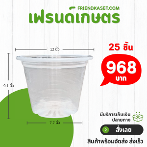 กระถาง กระถางต้นไม้ กระถางพลาสติก เบอร์ 12 นิ้ว สีใส 25 ใบ ชิ้น อัน