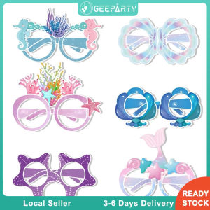 6pcs Mermaid Theme Paper Glasses for Kids Under The Sea Birthday Party Decorations