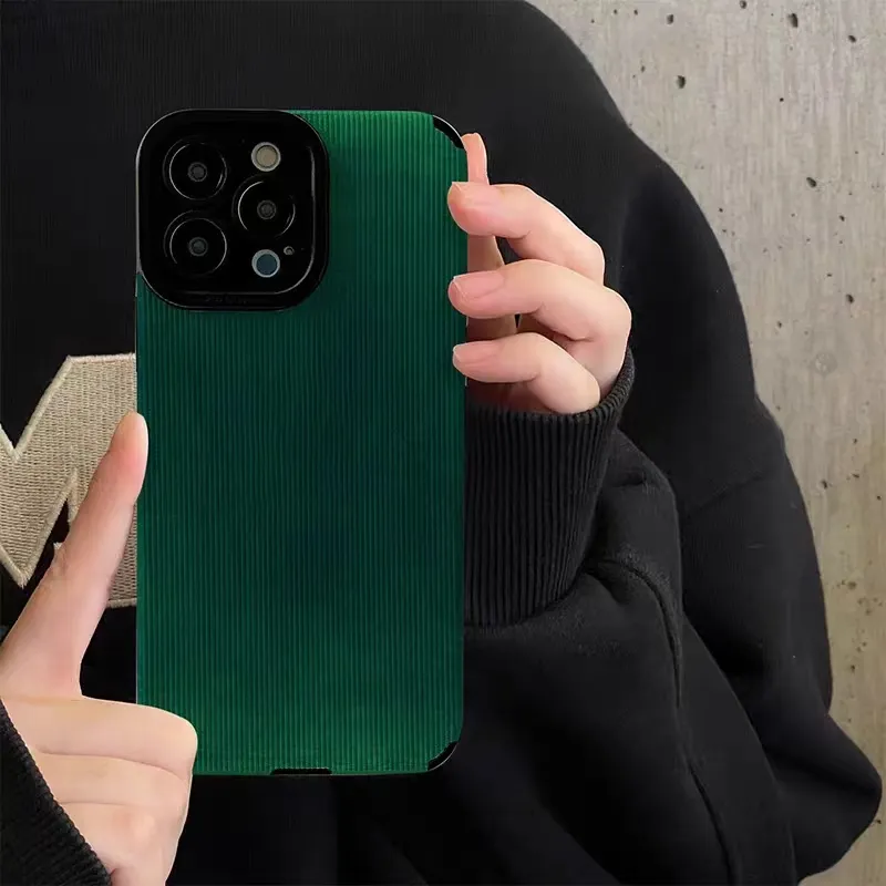 Dark Green Leather Texture Phone Case For iPhone 16/15/14/13/12/11