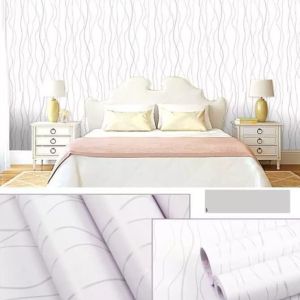 Wallpaper Dinding +/-8m+/-4.5m 1m Salur Silver Sticker Tembok Kamar Ruang Tamu Furniture Rumah