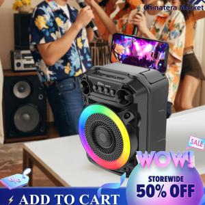 【Chinatera】 Portable Speaker Stereo Sound Karaoke Speaker RGB Lights Outdoor Speaker with Microphone Suitable for Home Theater Outdoor Dance Party