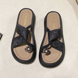 Free Shipping WomenS Slip-On Sandals New Summer Style Fashionable And Casual With Thick Soles And Mid-Height Heels Perfect For The Beach Or As Roman-Style Sandals