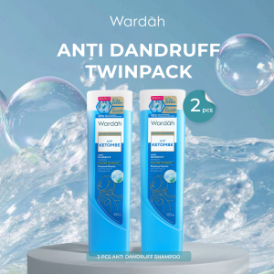 Wardah Shampoo 160mL Twinpack Anti Hairfall Anti Dandruff Daily Fresh & Nutrishine 160mL | Rambut Anti Rontok Anti Lepek Anti Ketombe Rambut Sehat - Personal Care