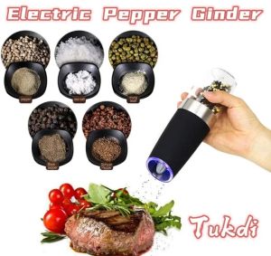 เครื่องบดเกลือและพริกไทยไฟฟ้า เครื่องบดพริกไทยเกลืออัตโนมัติ เครื่องบดเครื่องเทศแบบหยาบปรับได้พร้อมไฟ LED อุปกรณ์ที่ใช้ในครัว เครื่องบดอเนกประสงค์ เครื่องครัว ที่บดเครื่องปรุง เครื่องบดยา