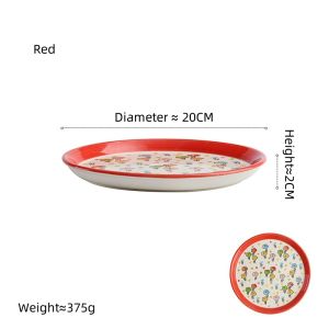 OMK Japanese Style Handmade Hand-painted Ceramic Dinner Plate Tableware Set Fruit Salad Plate