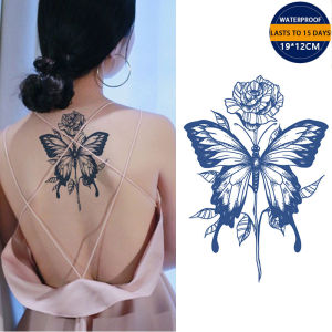 【12*19CM】Tattoo Lasts to 15 Days Herbal Semi-Permanent Flower Arm Tattoo Sticker Waterproof Long Lasting Magic Tattoo Temporary Tattoo Fake Tattoo Couple Premium Tattoo Stickers