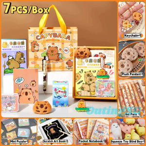 OutingSG® Capybara Stationery Gift Set with Box Tote Bag Notebook Pen Stickers for Kids Childrens Day Birthday Party