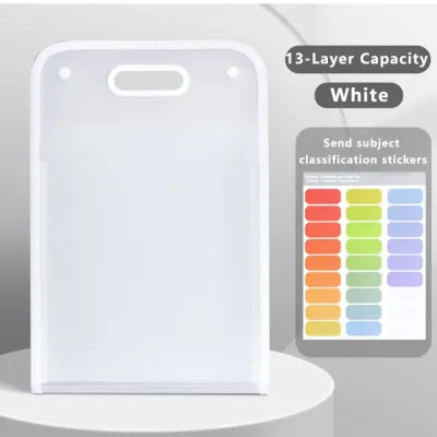 YINDIAO 13 Layers Handle Folder Long File Organizer Expanding A4 File Folder Portable Transparent Folder Bag
