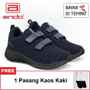 FIURI - ANDO -  IRVINE PEREKAT 31-38 HITAM PUTIH - SEPATU SNEAKERS KANVAS SOL KARET ANAK KECIL LAKI-LAKI - SEPATU KETS LUCU FASHION TRENDY - SEPATU SEKOLAH PAUD TK SD KRETEKAN PEREKAT CEWEK COWOK MURAH PROMO DISKON BONUS KAOS KAKI