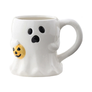 Ghoul Pattern Ceramic Mugs White Porcelain Ergonomic Handle Perfect For Halloween And Home