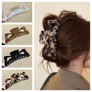 MODEST12 Hollow Bowknot Hair Claw Leopard Print Sweet Large Shark Clip Fashion Hair Clip Ponytail Clip Girls