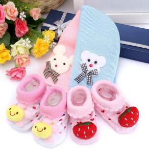 set 2 Nón Len 2 Vớ nổi 3D chống trượt chống mồ hôi trộm giữ ấm cho em bé 0 - 12 tháng tuổi
